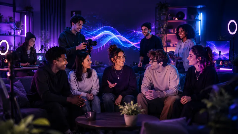 Groupe de créateurs réuni dans un studio accueillant